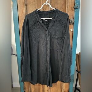 🖤 Aerie Waffle-cotton Button-Up Shirt